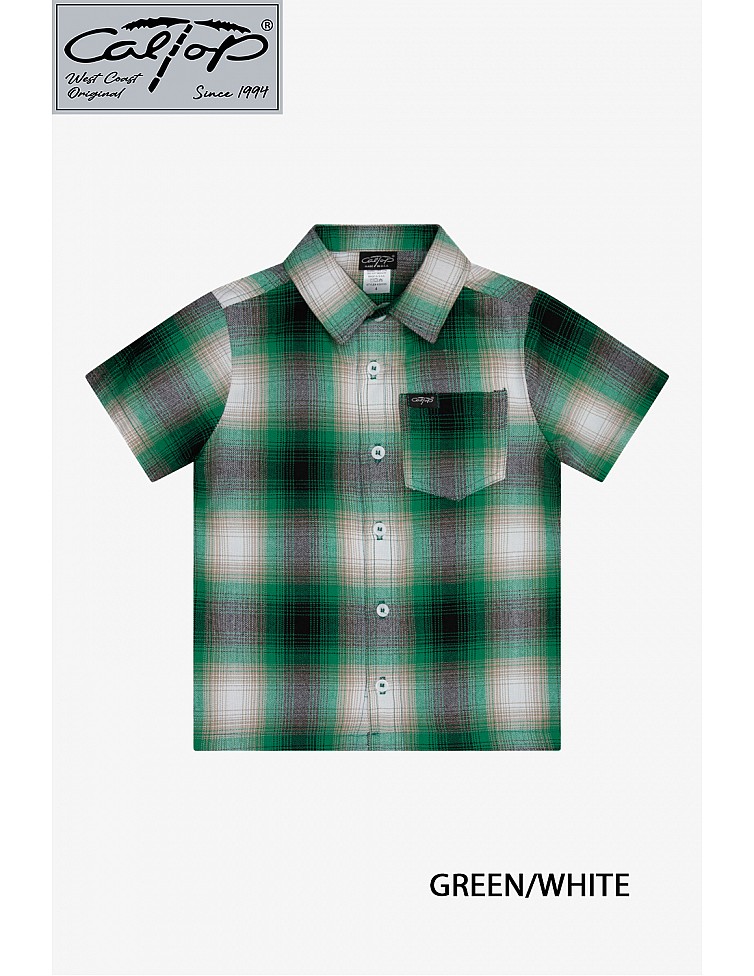 KS001 S/S PLAID : GREEN-WHITE